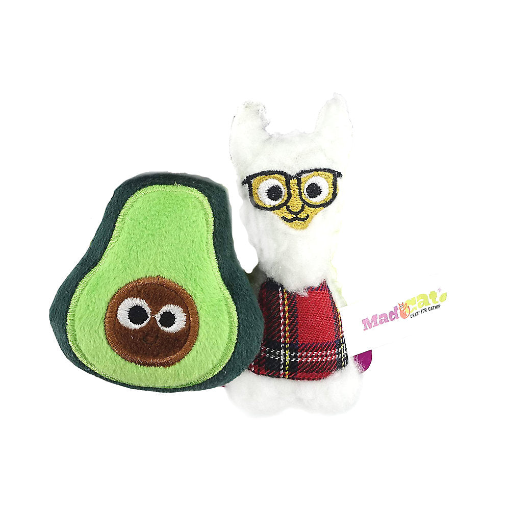 Hipster Llama Cat Toy - 2 Pack, Catnip, Silvervine, Plush