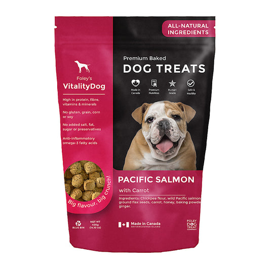 VitalityDog Crunchy Baked Dog Treats - Pacific Salmon with Honey Carrots