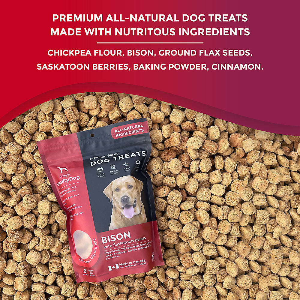 VitalityDog Crunchy Baked Dog Treats - Bison with Saskatoon Berries