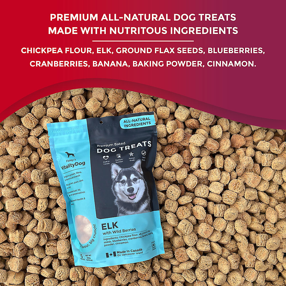 VitalityDog Crunchy Baked Dog Treats - Elk with Wild Berries