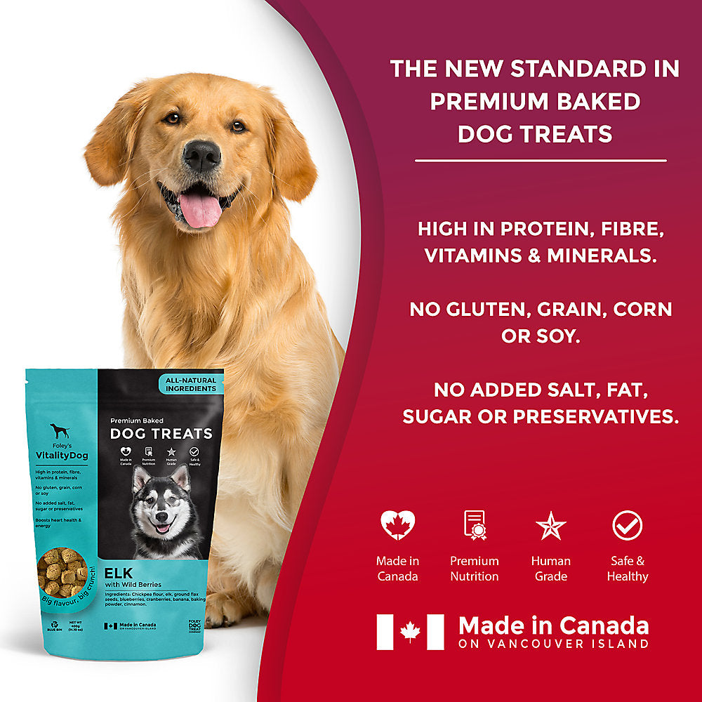 VitalityDog Crunchy Baked Dog Treats - Elk with Wild Berries