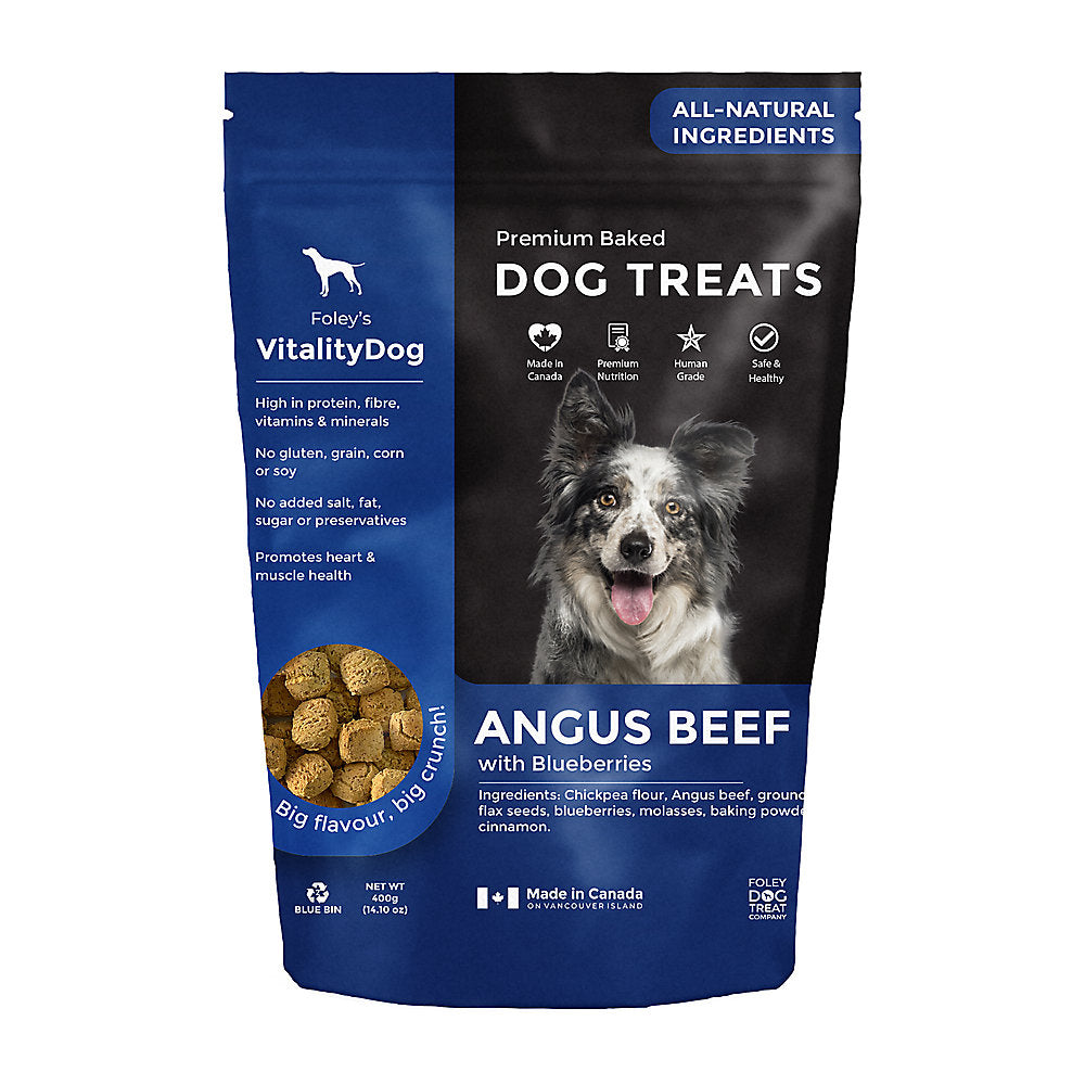 VitalityDog Crunchy Baked Dog Treat - Angus Beef with Blueberries